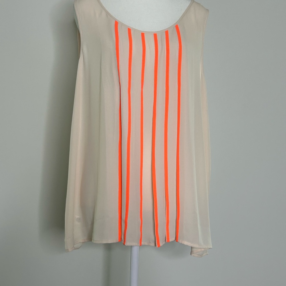 LOFT Cream Blouse with Orange Stripes